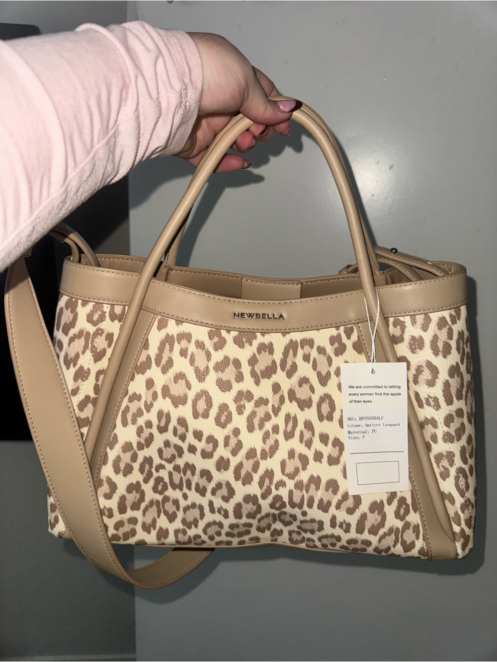 Leopard Print Tote Bag in Beige